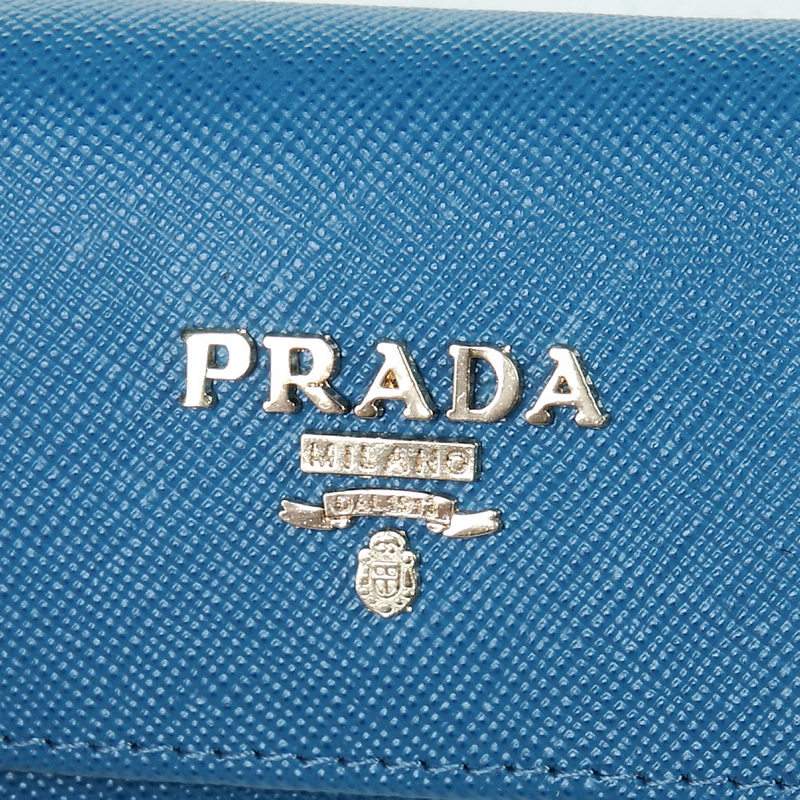 Knockoff Prada Real Leather Wallet 1139 blue - Click Image to Close